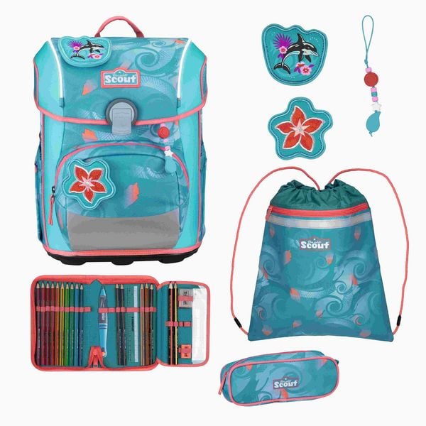 Scout Schulranzen Set Neo Safety Light, Schulranzen Set, 4tlg, Aloha