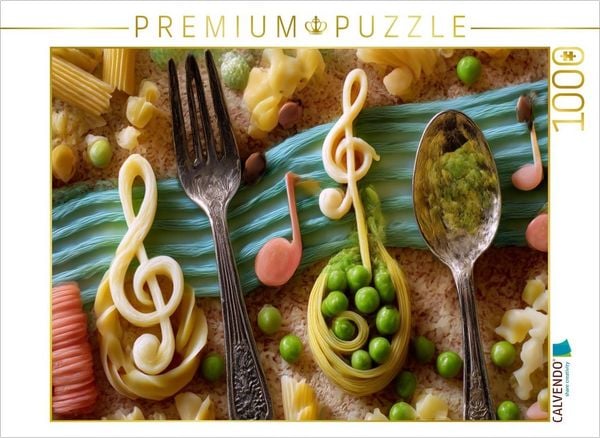 CALVENDO Puzzle Musikalische Küchenpoesie mit Nudeln und Erbsen 1000 Teile Lege-Größe 64x48cm Foto-Puzzle für glückliche Stunden