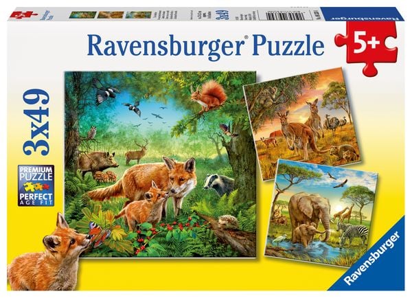 Puzzle Ravensburger Tiere der Erde 3 X 49 Teile
