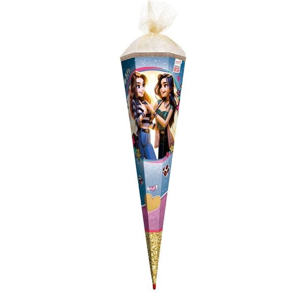 Motivschultüte, Best Friends Forever, 85 cm, Goldborte, Organza gold