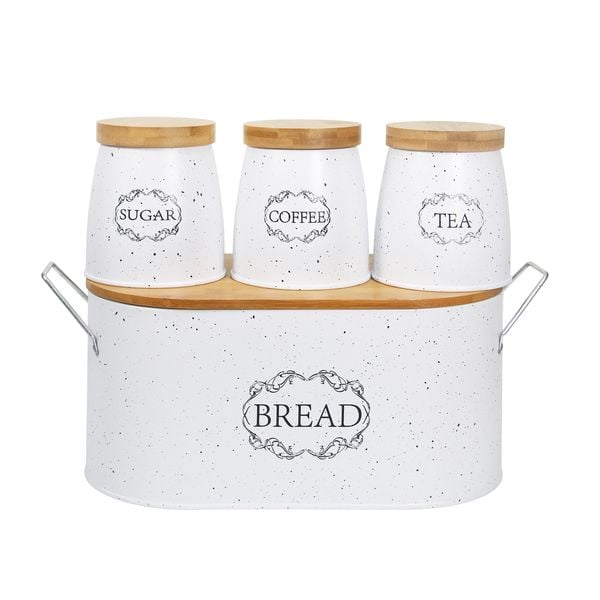 Neuetischkultur Brotkasten Vorratsdosen 4er-Set Landhaus Weiß