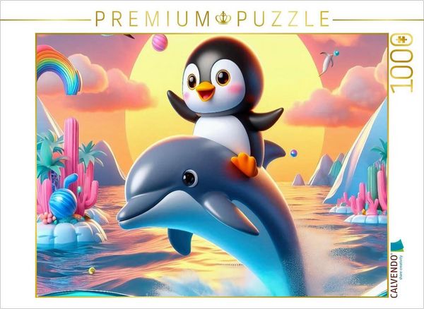 CALVENDO Puzzle Einmal reiten auf einem Delphin 1000 Teile Lege-Größe 64x48cm Foto-Puzzle für glückliche Stunden