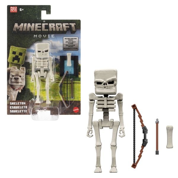 Minecraft Skelett Actionfigur und Zubehör, 10 cm großes Spielset, inspiriert von Ein Minecraft Film“