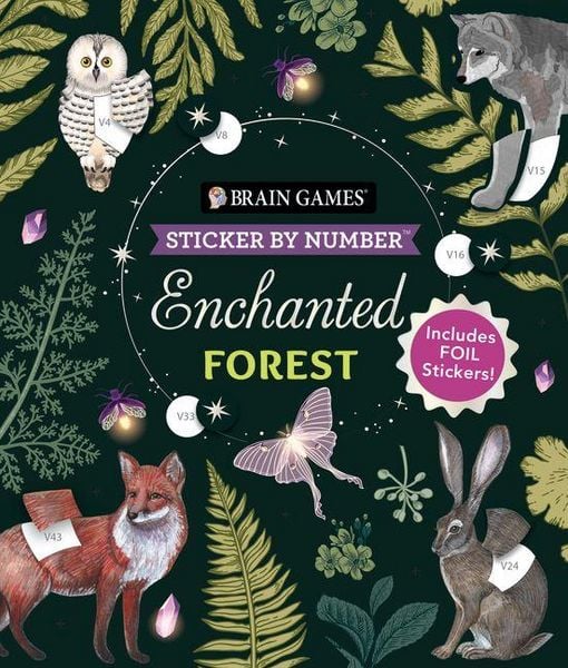 Brain Games - Sticker by Number: Enchanted Forest (24 Images to Sticker)