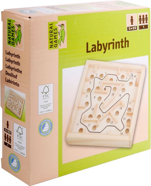 Natural Games Holz Labyrinth 12 x 12 cm