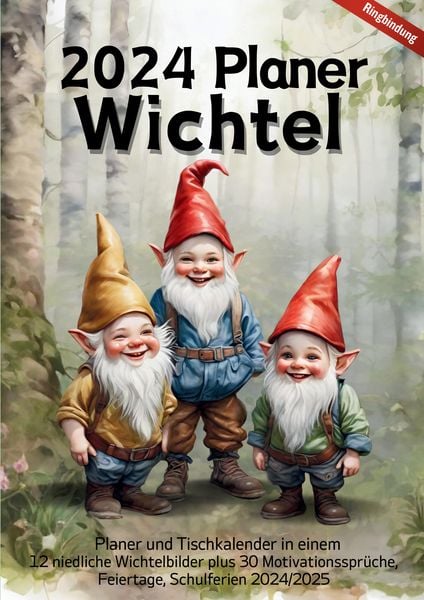 2024 Planer mit 30 Motivationssprüchen Monatskalender Tischkalender Jahresplaner mit Zitaten Wichtel-Baby Kinder Wichtelgeschenkidee Geschenk Weihnach