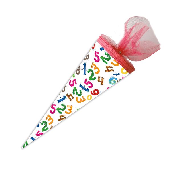 Schultüte Zahlenmonster 50 cm rund, Tüll
