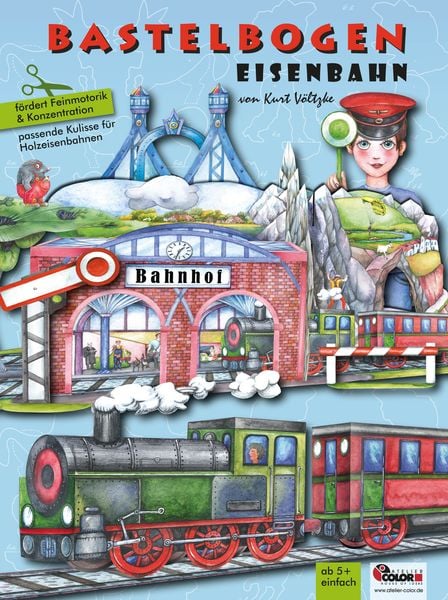 Eisenbahn basteln Bastelbogen Ausschneidebogen zum Spielen