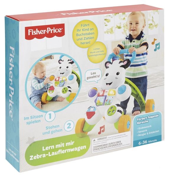 Fisher-Price Lern mit mir Zebra-Lauflernwagen, Baby Lauflernhilfe, Laufwagen