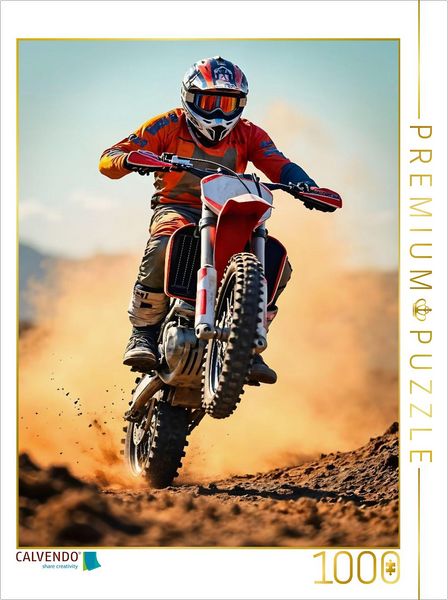 CALVENDO Puzzle Wheelie Power - Motocross pur 1000 Teile Lege-Größe 64x48cm Foto-Puzzle für glückliche Stunden