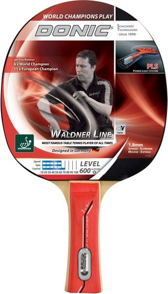 Tischtennis Schläger, Waldner 600 mit PLS Griff, Holz/Natur, One Size