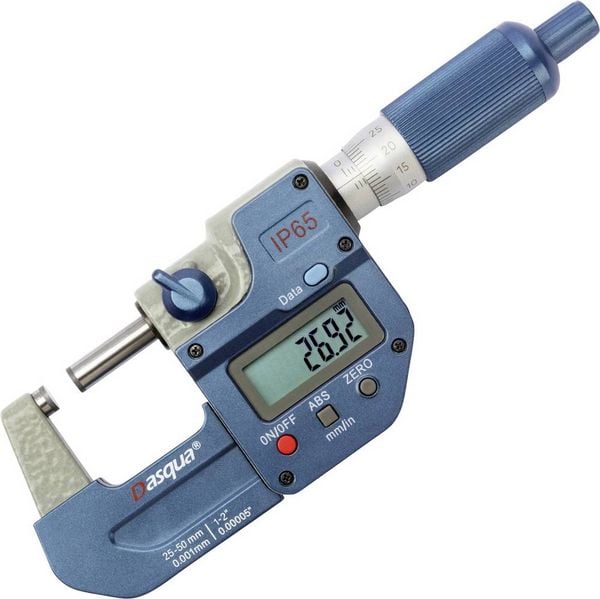 Dasqua 4410-1110-A Neue verbesserte digitale Außenmessschraube IP65 mit doppelten IP67-Chips, Messbereich: 25-50 mm