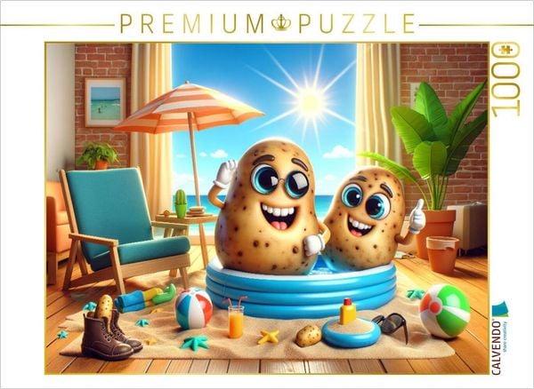CALVENDO Puzzle Sommerspaß im Wohnzimmer: Kartoffeln im Planschbecken 1000 Teile Lege-Größe 64x48cm Foto-Puzzle für glückliche Stunden