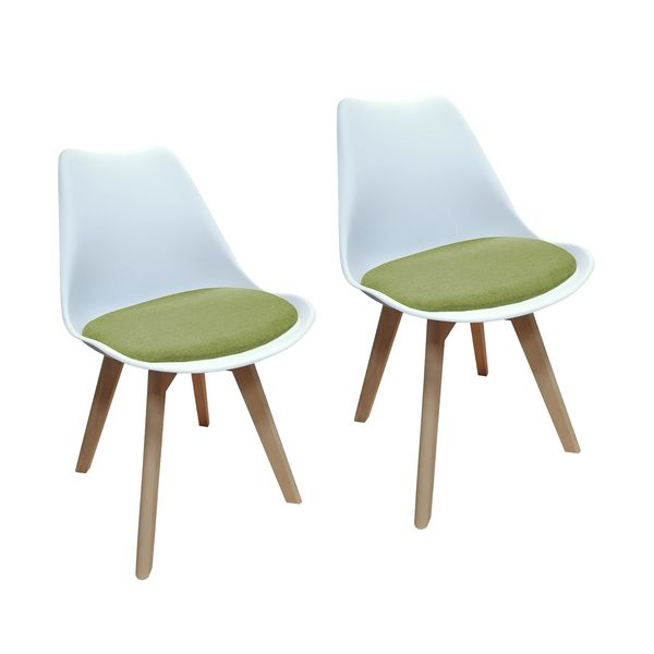 HTI-Living Stuhl Atlanta Weiß/Webstoff Grün 2er-Set Stuhl Atlanta Weiß/Webstoff Grün 2er-Set