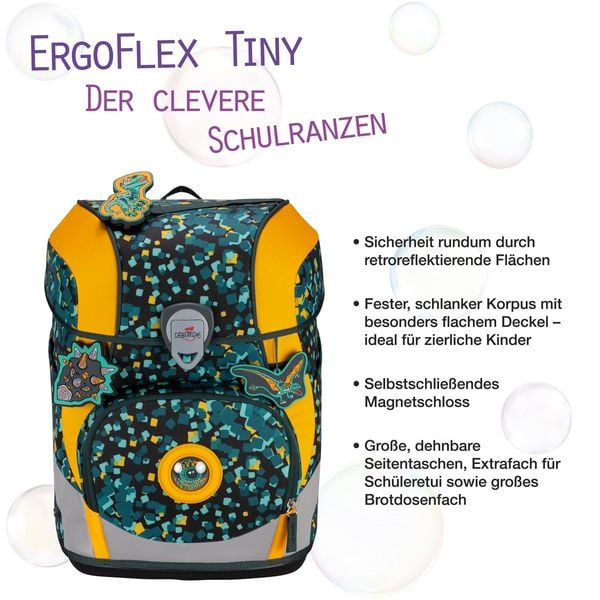 DerDieDas Schulranzen Set ErgoFlex Tiny, Schulranzen Set, 5tlg, Dino Time