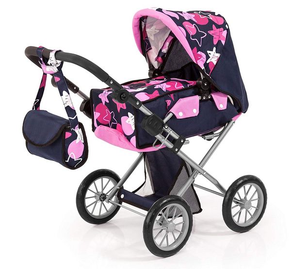 Puppenwagen City Star Sterne blau/rosa 72,5x37x65cm