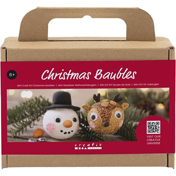 Creativ Company DIY Sets Modellieren Mini Kreativ Set Weihnachtskugeln, Rentier und Schneemann, Kreativ Box