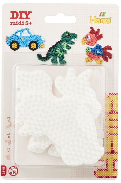 Hama® Bügelperlen Blister 3 Stiftplatten Auto/Dinosaurier/Papagei.