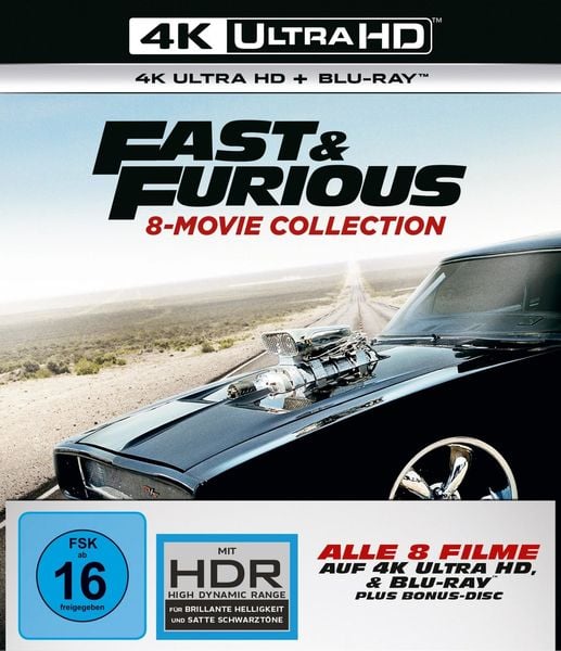 Fast & Furious - 8-Movie Collection (8 4K Ultra HDs) (+ 8 Blu-rays 2D) (+ Bonus-Blu-ray)