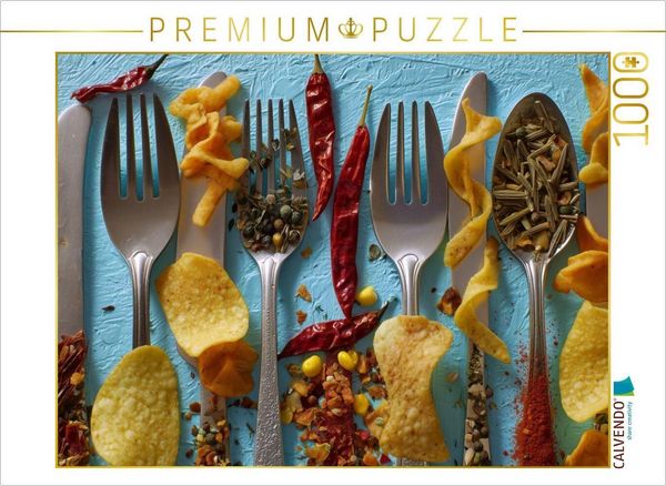 CALVENDO Puzzle Harmonie mit Chips und Chili 1000 Teile Lege-Größe 64x48cm Foto-Puzzle für glückliche Stunden