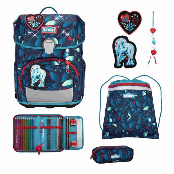 Scout Schulranzen Set Neo LED, Schulranzen Set, 4tlg, White Unicorn