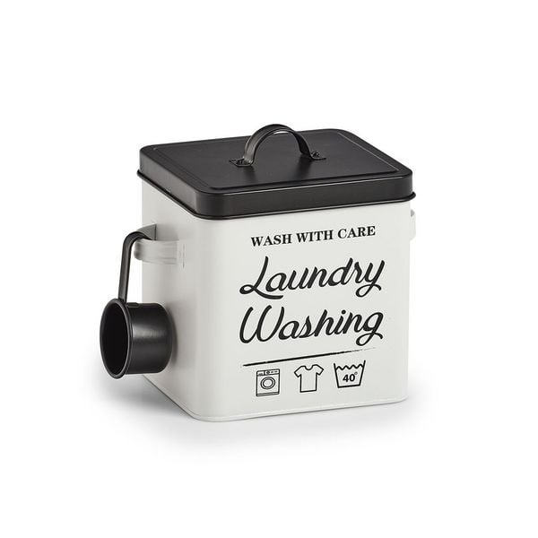 HTI-Living Waschpulver-Box 'Laundry', Metall, weiß/schwarz