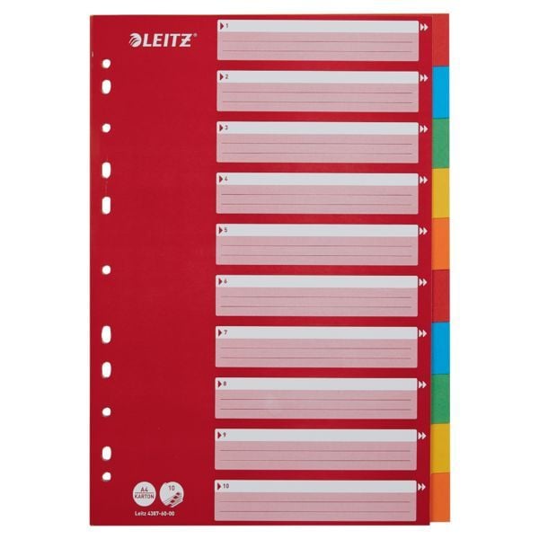 LEITZ Kartonregister 10teilig rot DIN A4 farbige Taben