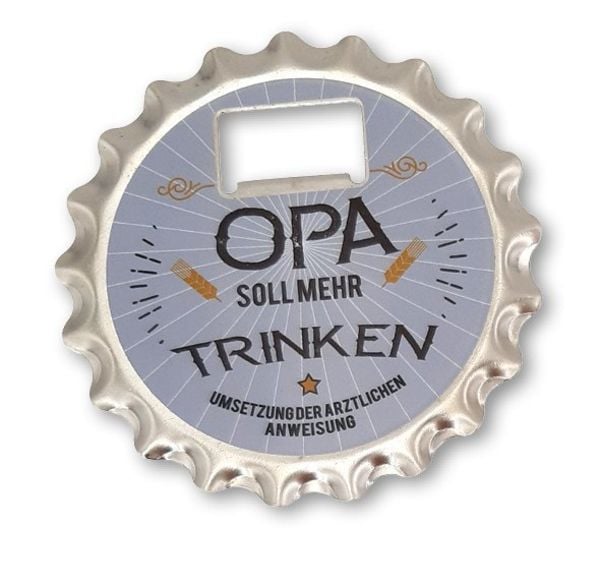 Bieröffner/Untersetzer mit Magnet - 'Opa soll mehr trinken'