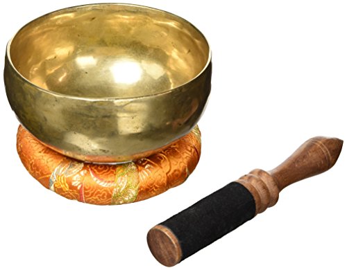 Klangschalen-Set mit Gravur Blume des Lebens Größe M: Traditionelle Klangschale mit Gravur Blume des Lebens