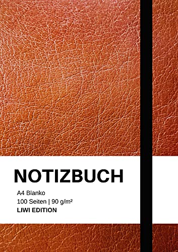 Notizbuch A4 blanko - 100 Seiten 90g/m² - Soft Cover Braun - FSC Papier: Notebook A4 weißes Papier unliniert