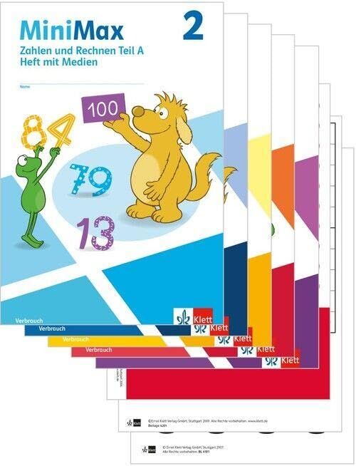 MiniMax 2. Paket Themenhefte mit Medien (5 Hefte: Zahlen und Rechnen A & B, Größen und Sachrechnen, Geometrie, Teste-dich-selbst, Beilage) - Verbrauch Klasse 2