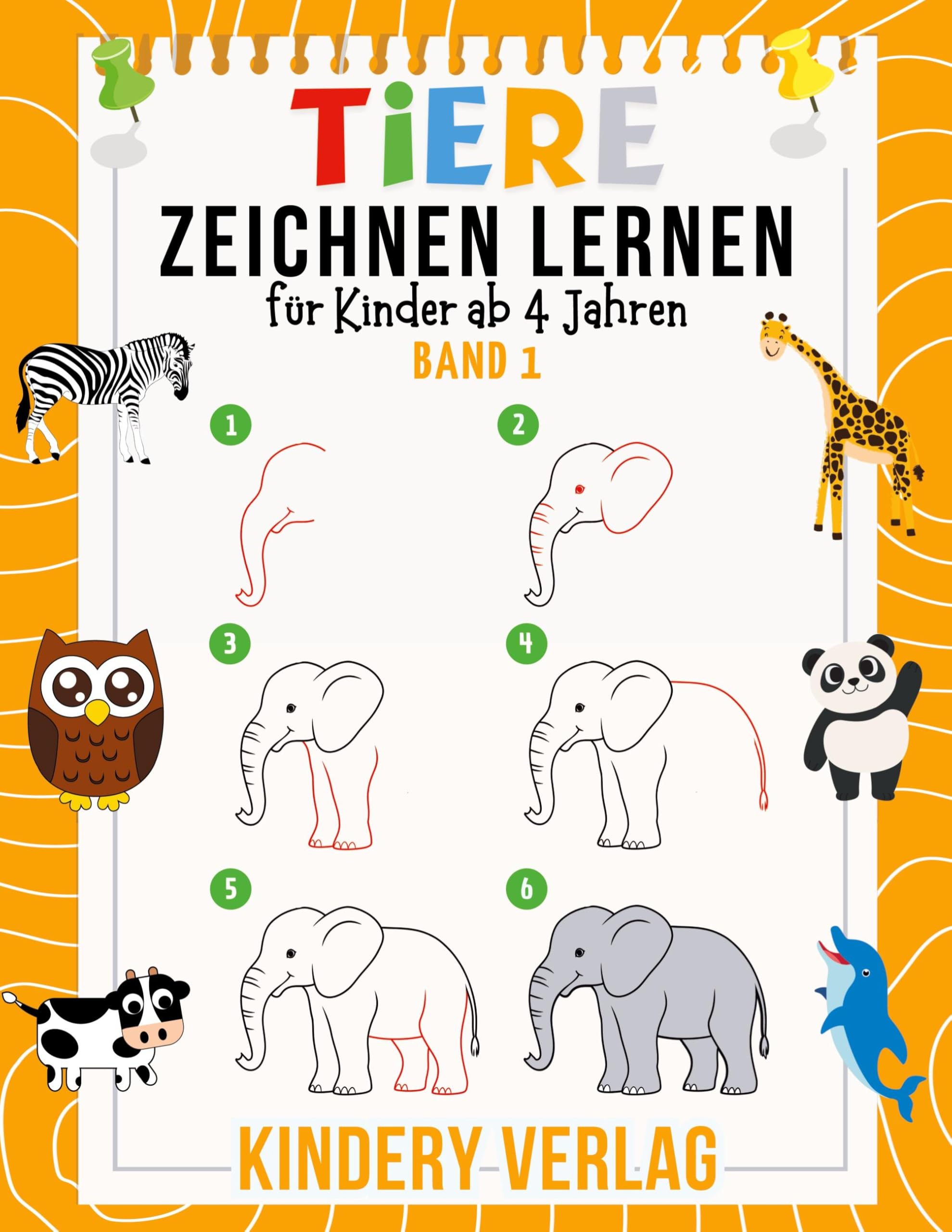 Tiere Zeichnen Lernen für Kinder ab 4 Jahren: 30 Tiere mit einfachen Schritt für Schritt Anleitungen nachzeichnen | Perfektes Geschenk für Kinder zu ... BAND 1 (Zeichnen Lernen für Kinder mit ISAM)