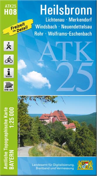 ATK25-H08 Heilsbronn (Amtliche Topographische Karte 1:25000): Lichtenau, Merkendorf, Windsbach, Neuendettelsau, Rohr, Wolframs-Eschenbach (ATK25 Amtliche Topographische Karte 1:25000 Bayern)