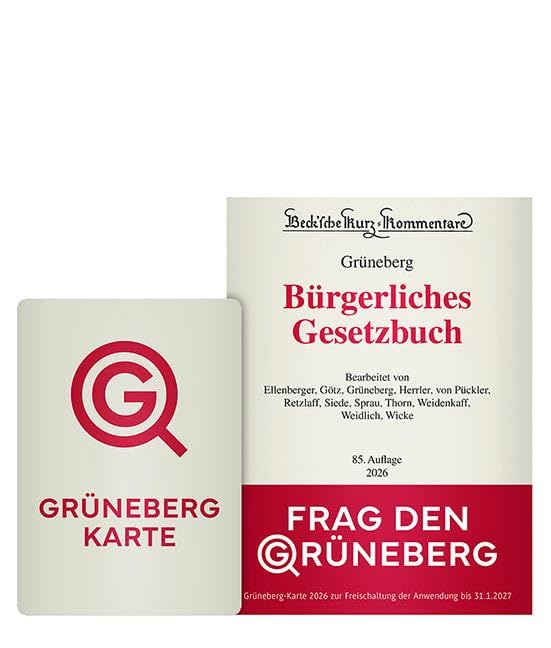 Grüneberg-Karte 2026: Karte zur Nutzung der KI-Anwendung FRAG DEN GRÜNEBERG bis 31.1.2027 (nutzbar nur in Verbindung mit dem unbeschädigten Code eines bereits erworbenen Buches Grüneberg, BGB 2026)