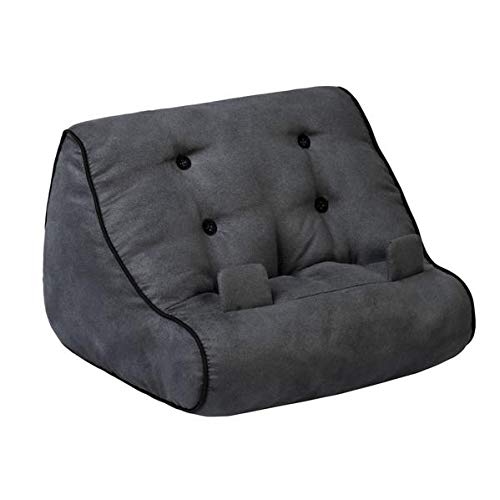 BookCouch Grau - Lesekissen für Bücher und Tablets: Bequem und stabil - mit Seitenhalter und Tasche