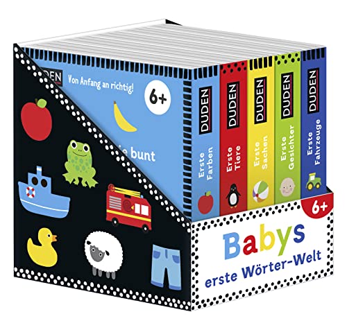 Duden 6+: Babys erste Wörter-Welt (Würfel): 5 Mini-Bücher (Pappbilderbuch Bücher-Würfel, Band 14)