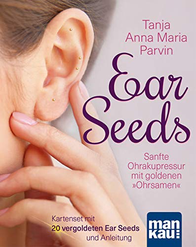 Ear Seeds. Kartenset: Sanfte Ohrakupressur mit goldenen Ohrsamen. Set mit 36 Karten, 20 vergoldeten Ear Seeds und Anleitung
