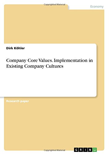 Company Core Values. Implementation in Existing Company Cultures