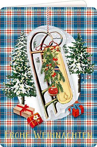 Weihnachtskarte Schlitten: Weihnachten