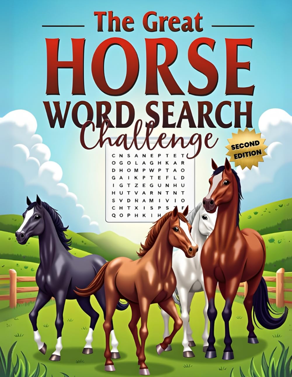 The Great Horse Word Search Challenge (Second Edition): 50 Fun and Challenging Horse-Themed Puzzles for Horse Lovers plus 10 Bonus Coloring Pages
