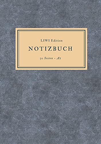 Dünnes Notizbuch A5 liniert - Notizheft 30 Seiten 90g/m² - Softcover blau meliert - FSC Papier: Notebook A5 liniert - weißes Papier