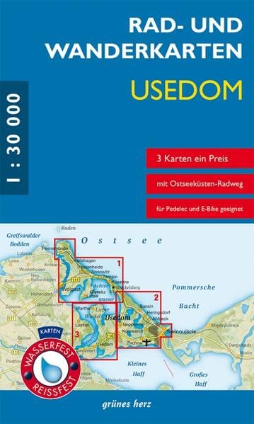 Rad- und Wanderkarten-Set: Usedom: Mit den Karten: „Zinnowitz, Ückeritz, Peenemünde“, „Heringsdorf, Ahlbeck, Bansin und Swinemünde“ und „Lieper Winkel ... 1:30.000. Wasser- und reißfeste Karten.