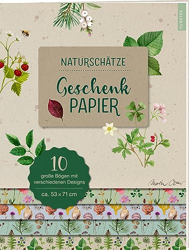myNOTES Papeterie: Geschenkpapier Naturschätze: Geschenkpapier-Buch mit Schätzen aus der Natur, 10 Papiere, ganzjährig verwendbar