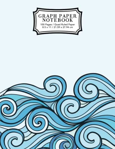 Graph Paper Notebook: Blue Waves Drawing | Grid Paper Composition Notebook, Graphing Paper, Quad Ruled (Math and Science Notebooks, Band 3)