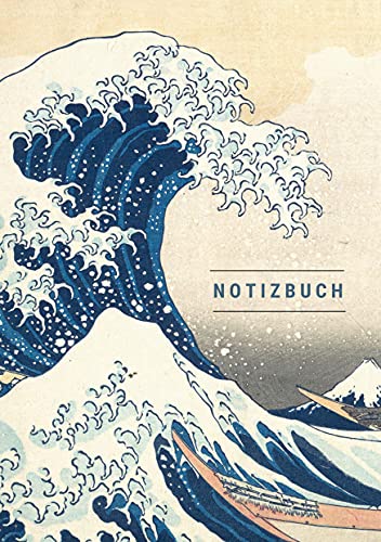 Notizbuch klein A5 liniert - Notizheft 44 Seiten 90g/m² - Softcover Hokusai Die große Welle vor Kanagawa - FSC Papier: Notebook A5 liniert weißes Papier