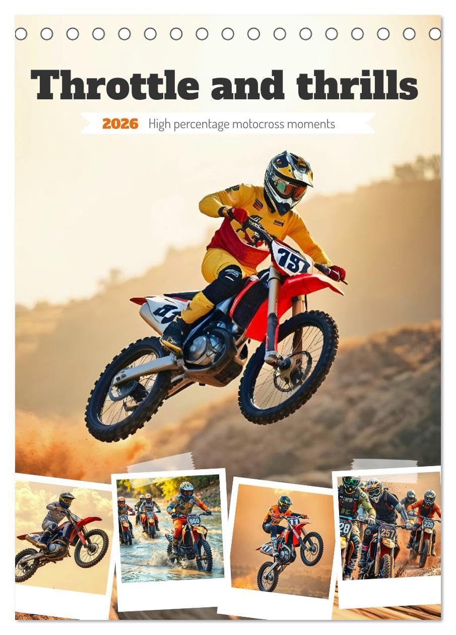 Throttle and thrills - High percentage motocross moments (Desk Calendar 2026 DIN A5 portrait), CALVENDO 12 Month DeskCalendar: Full throttle through the year with pure AI generated motocross.