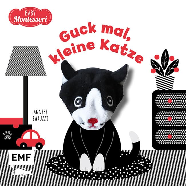Kontrastbuch für Babys mit Fingerpuppe: Guck mal, kleine Katze: Pappbilderbuch zur spielerischen Förderung des Seh- und Wahrnehmungsvermögens von Babys und Kleinkindern nach Montessori