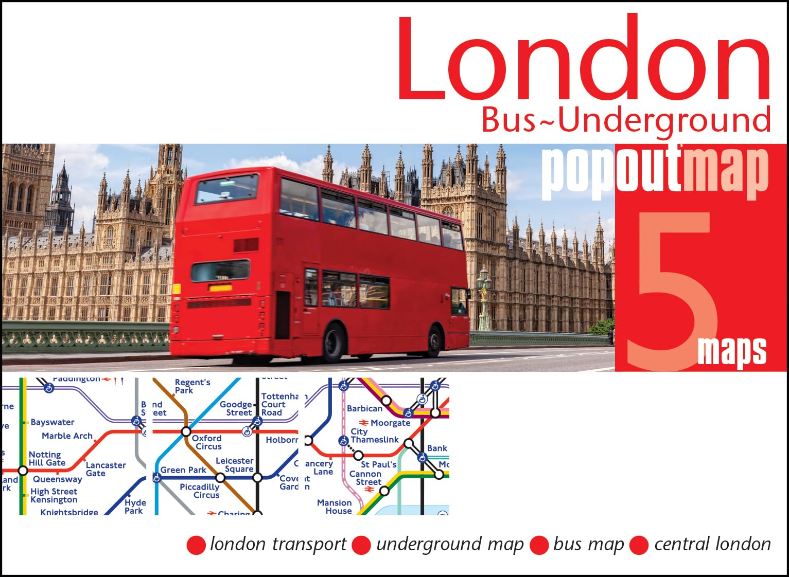 London Bus Underground Doubl: Pocket-size, pop up map showing London's bus network and entire tube network (PopOut Maps)