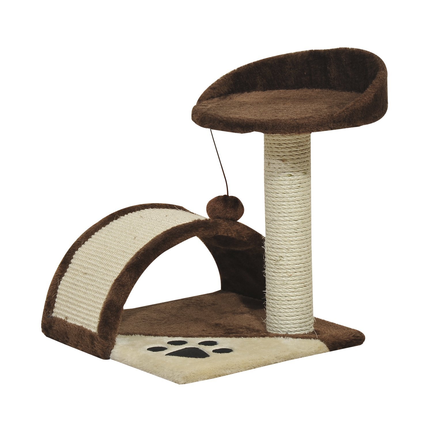 PawHut Katzenbaum Katzen Spielbaum mit braunem Plüsch 36 cm x 36 cm x 44 cm   Aosom