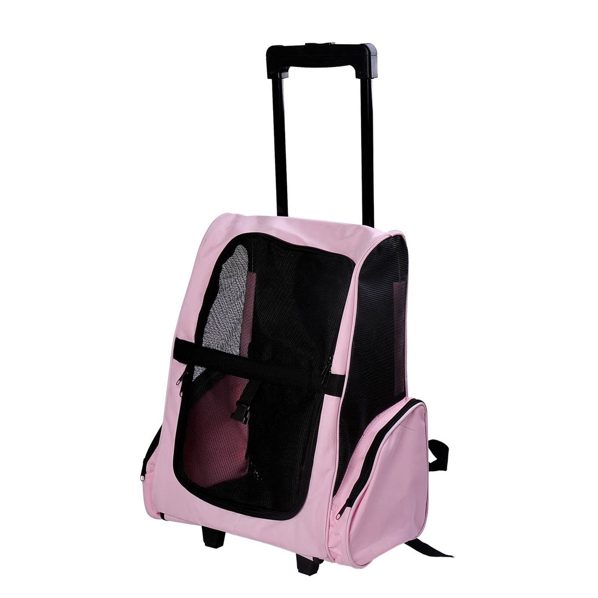 PawHut Hunde Trolley Tragetasche Transporttasche Rucksack Hunde Box Hunde Trolley pink   Aosom